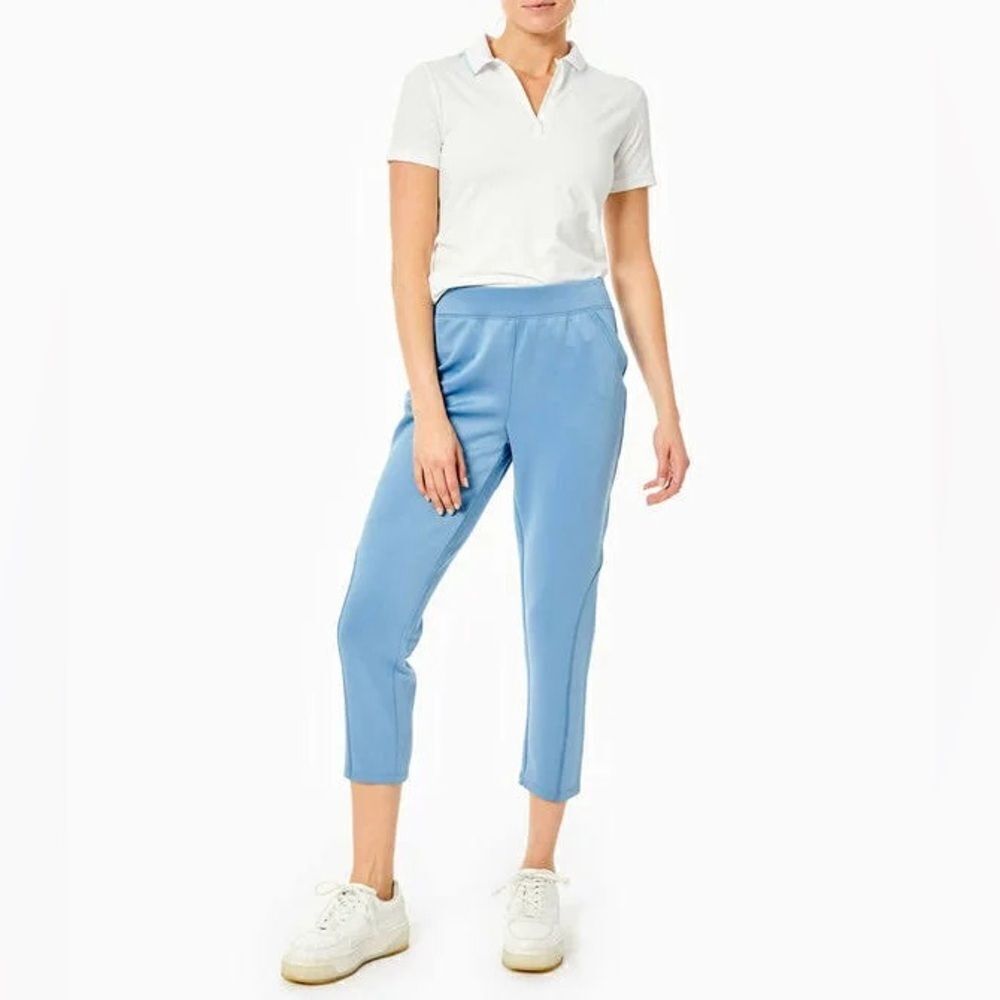 Addison Bay Women’s Courtside Polo Shirt In Size X-Large In Vintage White/Blue — image 4 of 6